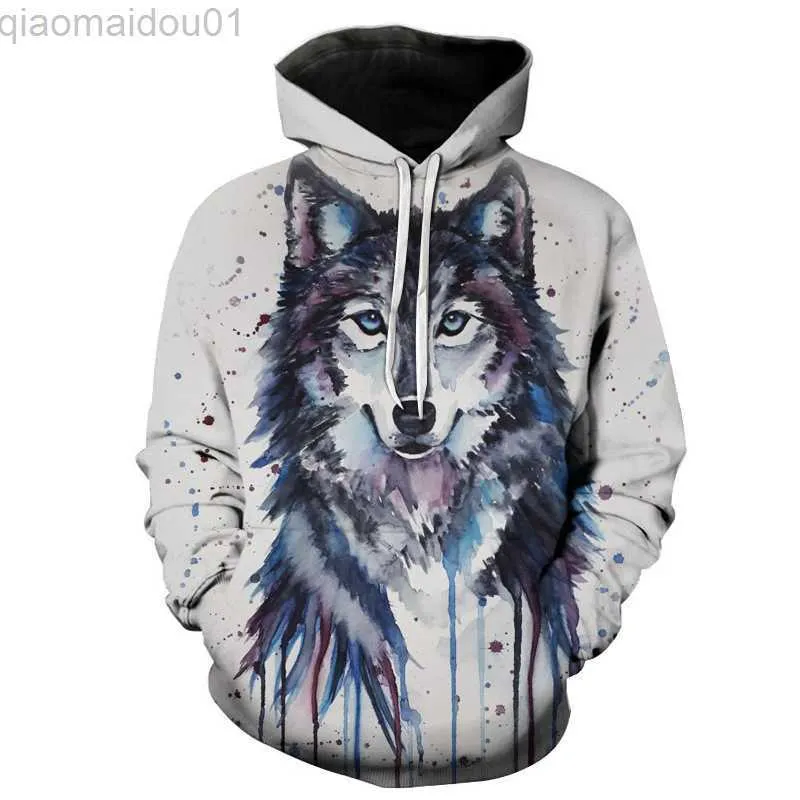 Herrtröjor tröjor 3d tryckta hoodies djur wolf hoodie män tröja kvinnor harajuku tröjor avslappnade heta försäljning kläder streetwear män kläder l230721