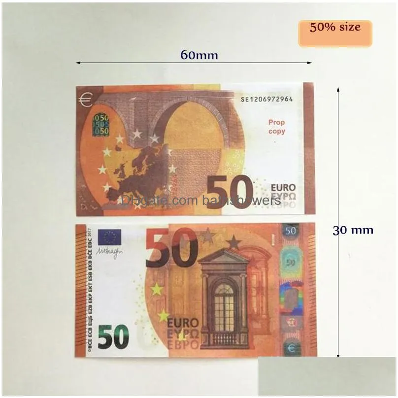 party supplies fake money banknote 10 20 50 100 200 500 euros realistic toy bar props copy currency movie money faux-billets