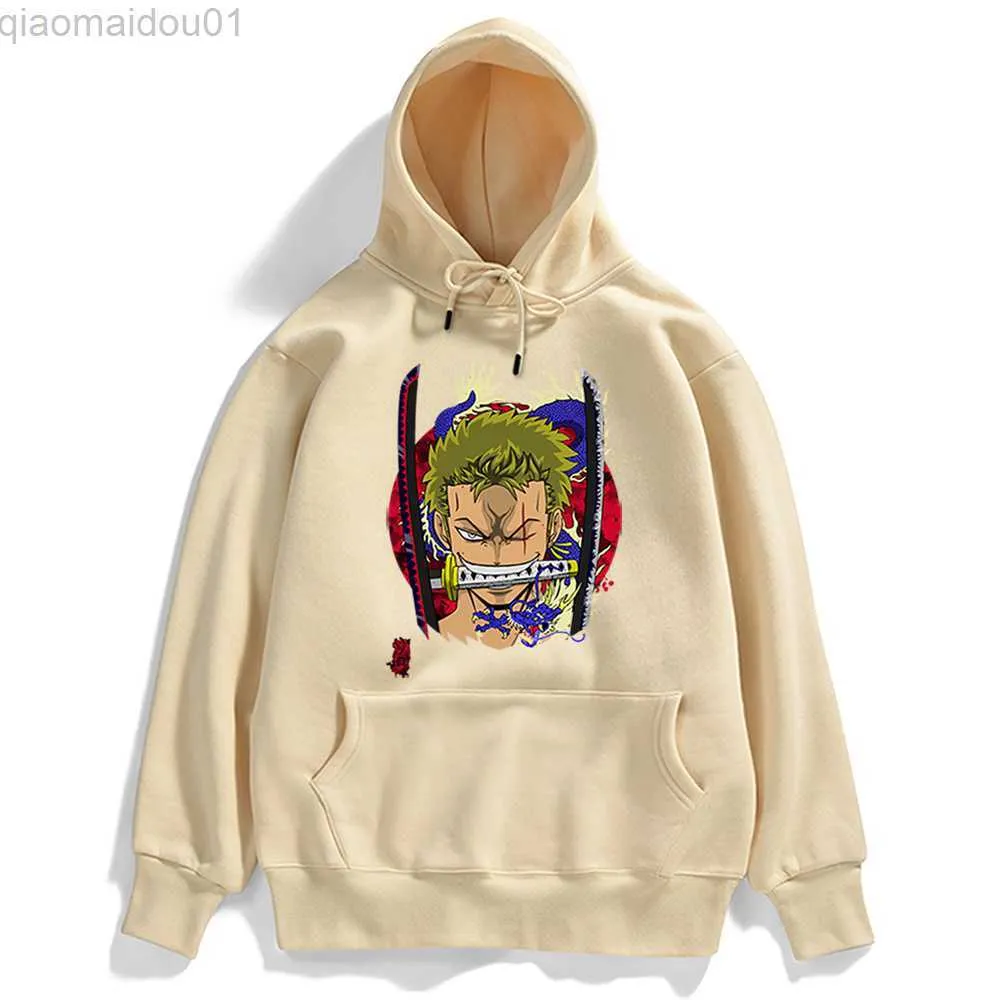 Moletons com capuz masculino Pulôver Japão Anime ONE PIECE Clotes Roronoa Zoro Estampa de desenho animado Masculino die Vintae Punk dies ip op Sweatsirt masculino L230721