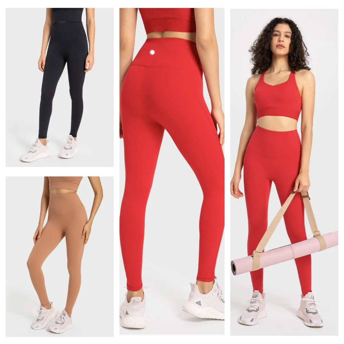 2023 Aligne Femmes Yoga Outfit Solide Couleur Leggings Pantalon Taille Haute Designers Vêtements Sexy Legging Yogas Pantalon Sport Élastique Fitness Porter Ensemble Collants Workou