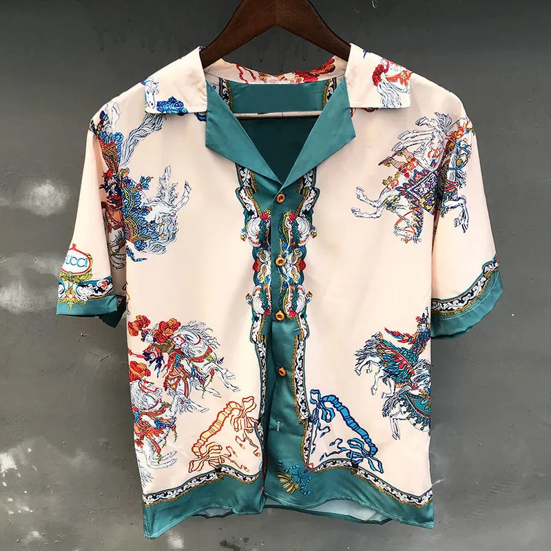 Heren Casual Shirts Vintage Panelen Contrasterende Animal Print Zomer Mannen Hawaiian Streetwear Strand Shirt Hip Hop Tropische Vakantie Tops 230720