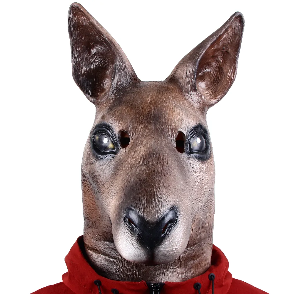 Halloween Donkey Head Cosplay Mask Latex Animal Kangaroo Zoo Props Party Festival Costume Ball Mask Theatre Masquerade Accessor