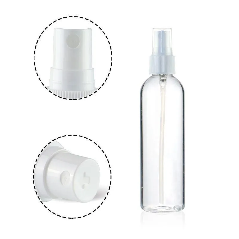 Garrafa de plástico de névoa portátil 120 ML PET spray frasco para desinfecção, 120 ML Perfume Make Up Container Mtjup