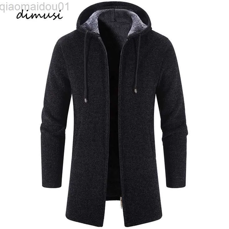 Men's Jackets DIMUSI Winter Men's Cardigan Sweaters Fashion Male Long Knitted Sweater Cashmere Hoodies Casual Knitted Cardigan Coats Clothing L230721