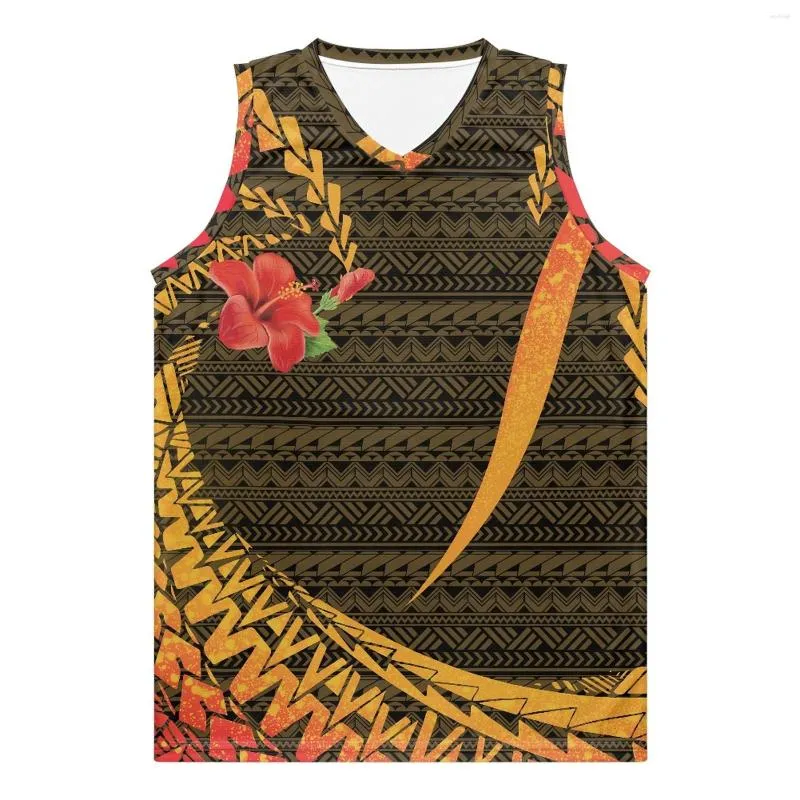 Regata masculina Polinésia Tribal Pohnpei Totem Estampas de tatuagem Meninos Camisa de basquete Gráfico legal Camisa de festa hip hop Atrair meninas Praia