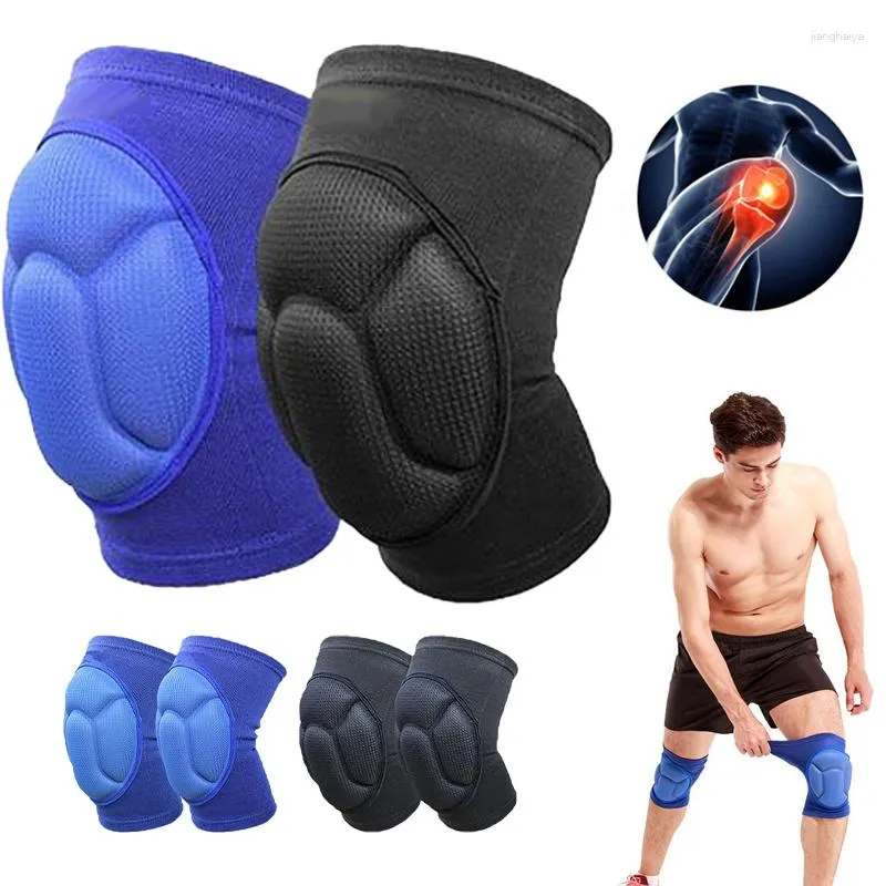 Knee Pads 1 Pair Protective Support Fitness Basketball Brace Protector Thick Sponge Anti-slip Collision Avoidance Sleeve