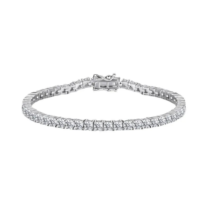 thumbnail image 2 of Moissanite Diamond Tennis Bracelet – 3.5mm, 14k White Gold Over Sterling Silver, 6″–8.5″ 2 of 5