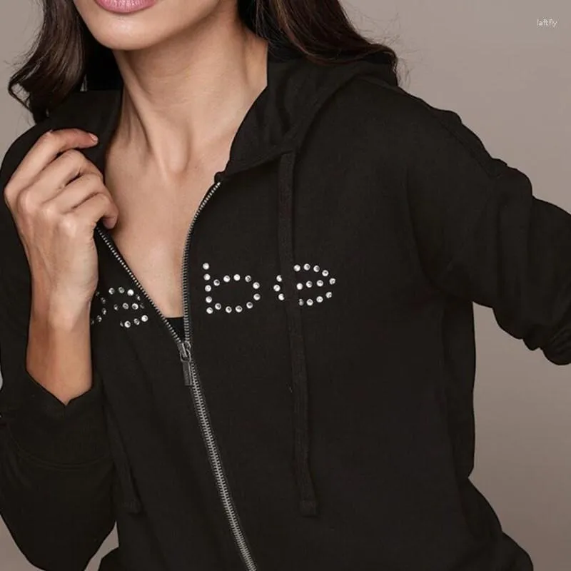 Y2K Vintage Street Goth Pink Crop Top Rhinestone Zip Up Hoodie