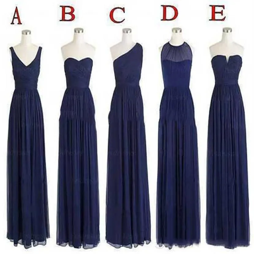 Aline Şifon Nedime Elbise 5 Stil Zemin Uzunluğu Uzun Uzun Vintage Hizmetçi Onur Elbiseleri Kolsuz Özel Made260p
