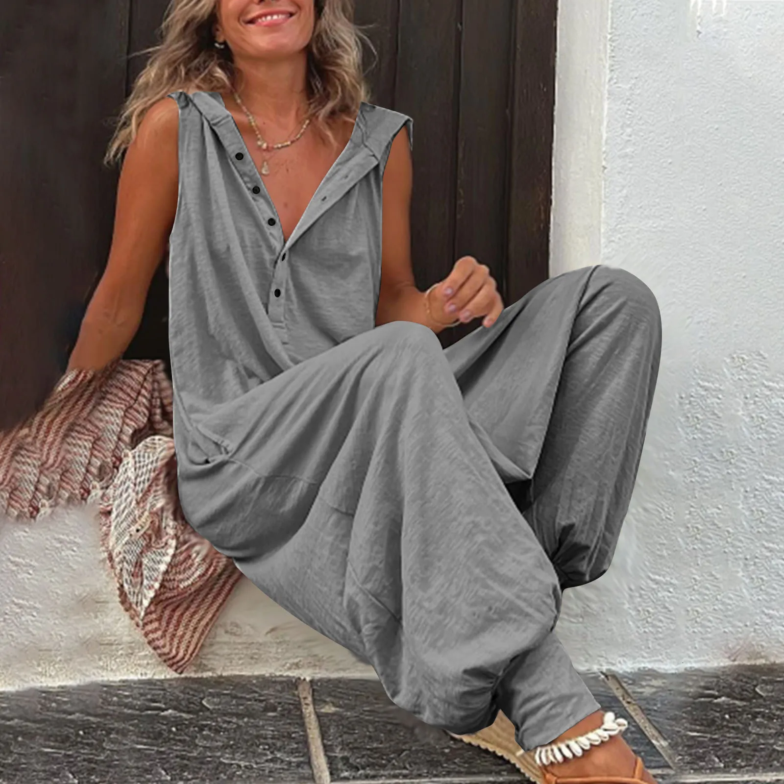 Gray romper pants discount