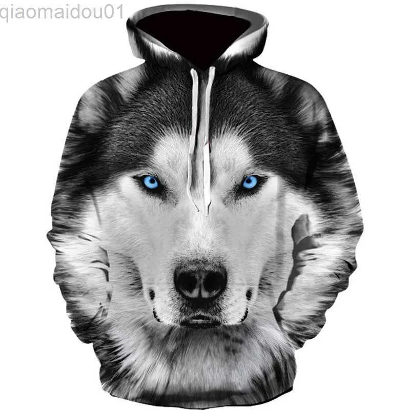 Heren Hoodies Sweatshirts Y2K Lente en Herfst Mannen Junior Wolf Hoodie 3D Dierenpatroon Sweatshirt Vrouwen Mode Harajuku Oversized Capuchon L230721