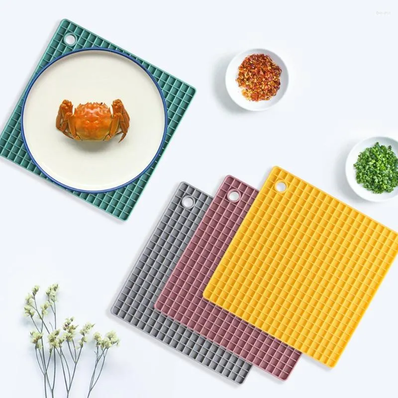 Table Runner 2pcs Silicone Mat Non-Slip Bowl Wall Hang Square Placemat Kitchen Decoration Dining Mats Home Accessories