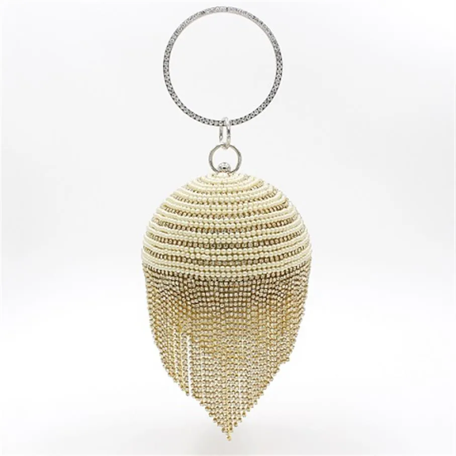 Torebka torba Kobieta Clutch Torebki Pearl Diamond Tassel Bankiet torebki ręcznie robione dobrej jakości dla ślubnych i damskich na imprezie Weddi189w