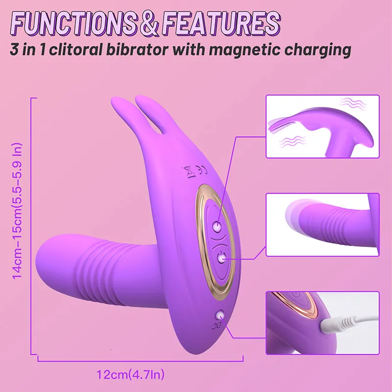 Vibrateur rotatif rétractable pour point g et clitoris_voghion.com