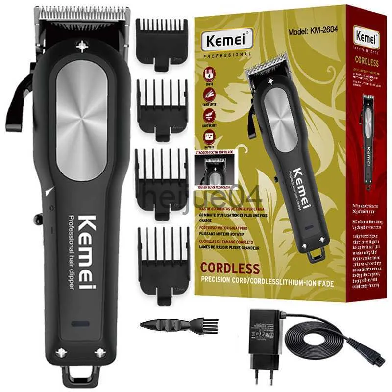 Clippers Trimmers Kemei 2604 100240v Cortadora de cabello eléctrica Potente recargable Barbero Cortadora de cabello inalámbrica Ajustable para hombres Corte de pelo hine x0728