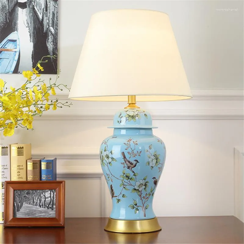 Table Lamps SAROK Brass Lamp Ceramic LED Modern Desk Light Home Luxury Creative Decorative Fabric For Foyer Bedroom Office El