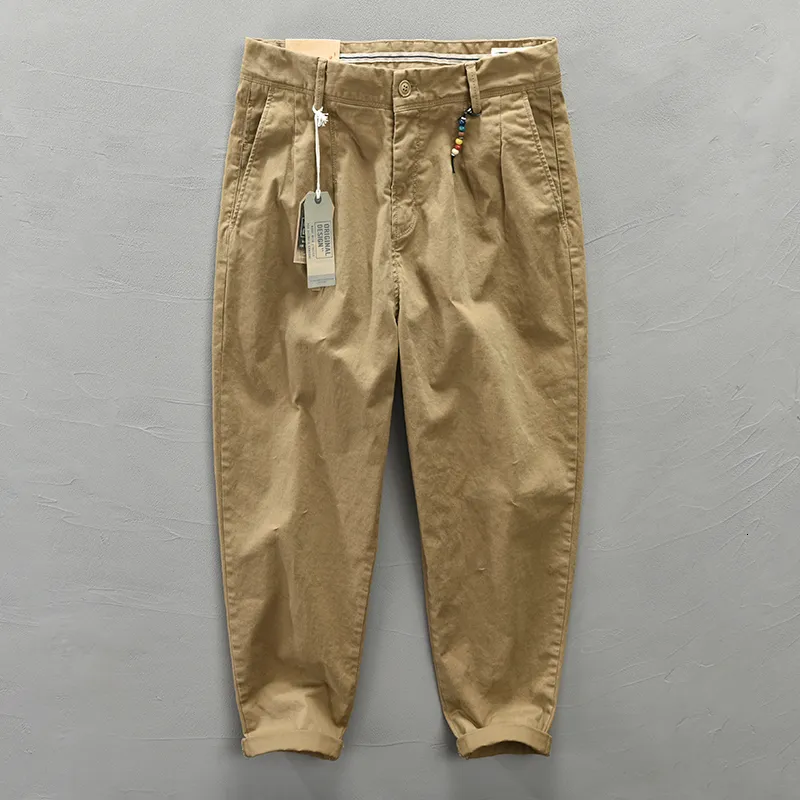 Men's Pants 2023 Spring Autumn Men Pure Cotton Cargo Korean Style Male Casual Loose Belt Mid Waist Man Trouser Plus Size 38 230720