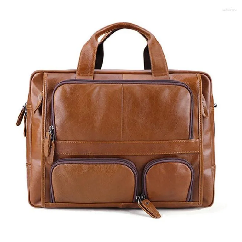 Briefcases Business Men Real Leather Big Bag Briefcase Office Bags Man Genuine 17 Inch Laptop Male Tote Handbag