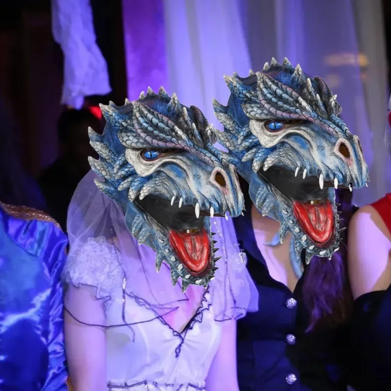 Halloween Party Böser Drache für Kopfbedeckung Maske Party Kostüm Cosplay Tier Horror Drache für Karneval Kleid Party B03E