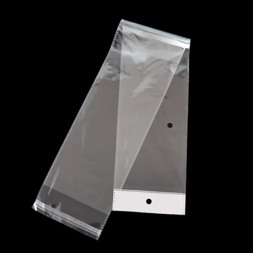 100st Lot 12 5 52CM Transparent självhäftande tätning OPP -plastpåsar Partispåsar för hår peruk gåva klart OPP Poly Packaging Bag2637