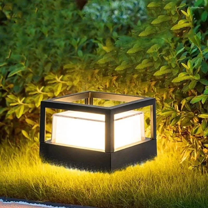 Outdoor Aluminium Pijler Licht IP54 Waterdichte Kolom Lichten Moderne Vierkante Post Veranda Lamp Cap