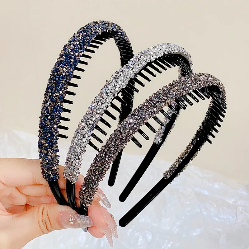 Faixa de cabelo feminina com strass antiderrapante para cabelo doce, decoração de cabelo com cristal, argola, acessórios de cabelo da moda