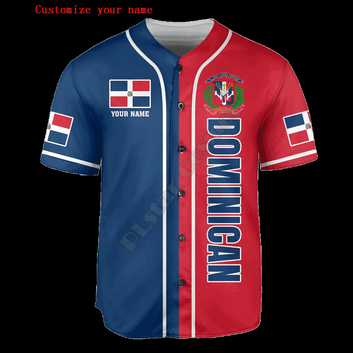 Camicie casual da uomo Dominican Half Half Personalizza il tuo nome Camicia da baseball Camicia da baseball Camicia da uomo stampata in 3D Camicie casual Top hip hop 230720