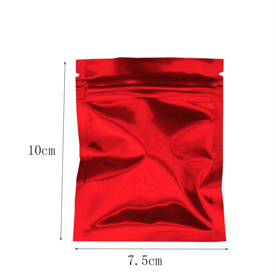 7 5 10cm Red Heat Sealable Aluminum Foil Zip lock Bags 100Pcs Lot Dried Food Packaging Bag Resealable Zipper Packing Storage Bag241V