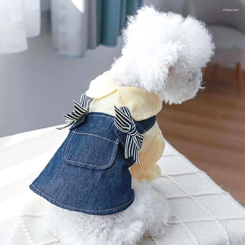 Dog Apparel Suspender Skirt For Small Dogs Sweet Girly Dress Spring Summer Bowknot Decors Color Matching