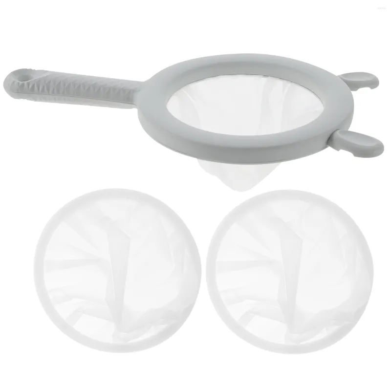 Обеденный посуда устанавливает пластиковое кольцевое ситечке с ручкой кухонной сетки.
