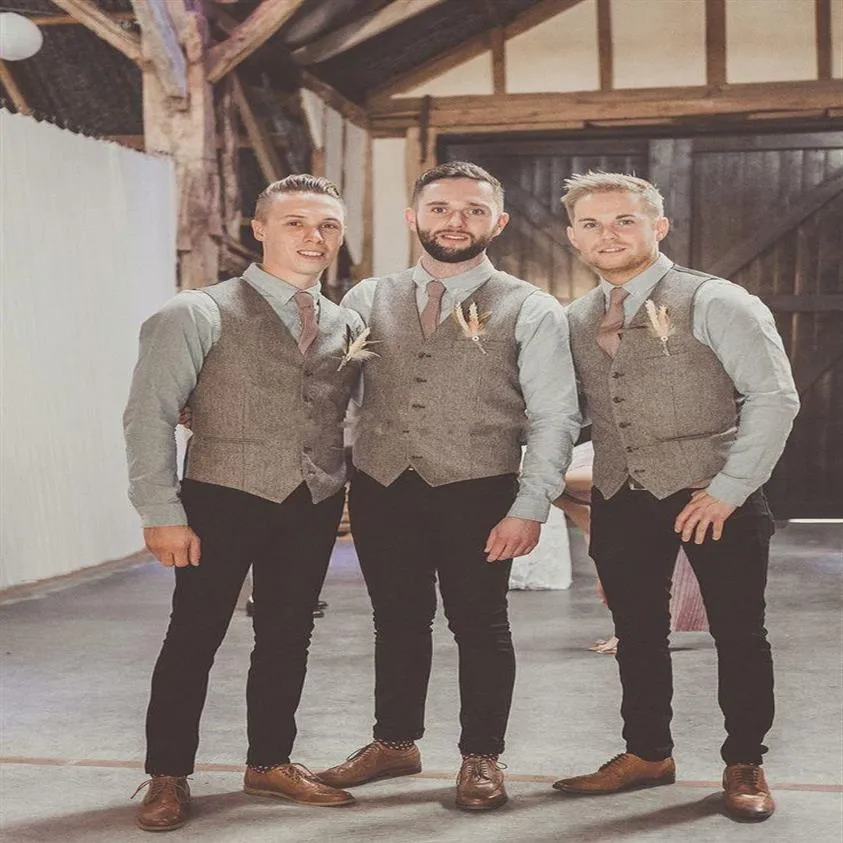 2019 nya klassiska mode tweed väster ullsillbens brittisk stil män kostym skräddare smal fit blazer bröllop kostymer för män 631300a