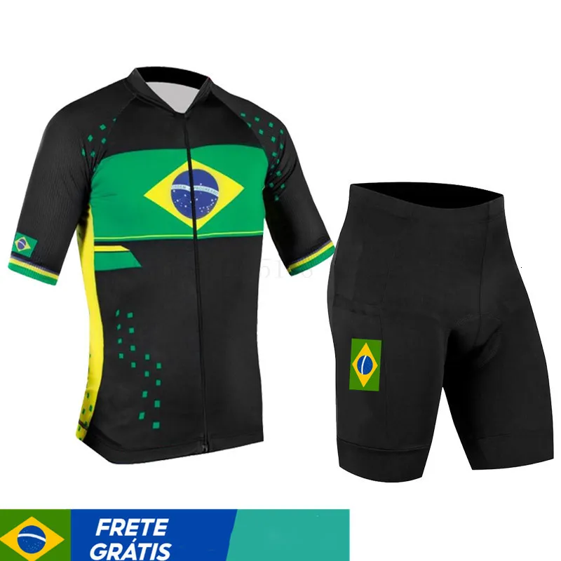 Cykeltröja sätter Brasilien flagga set män korta ärm shorts cykelkläder kit mtb cykel slitage triatlon maillot 230721