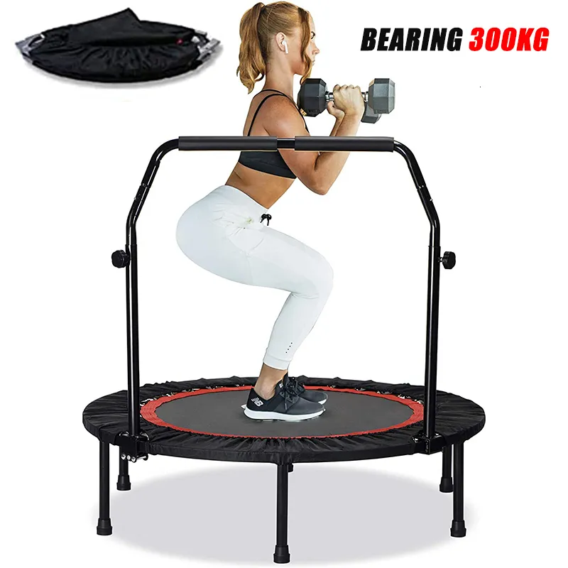 Trampolines plegables de fitness de 48 pulgadas con pasamanos de espuma de  4 niveles de alturas ajustables, trampolín de salto para niños y adultos en