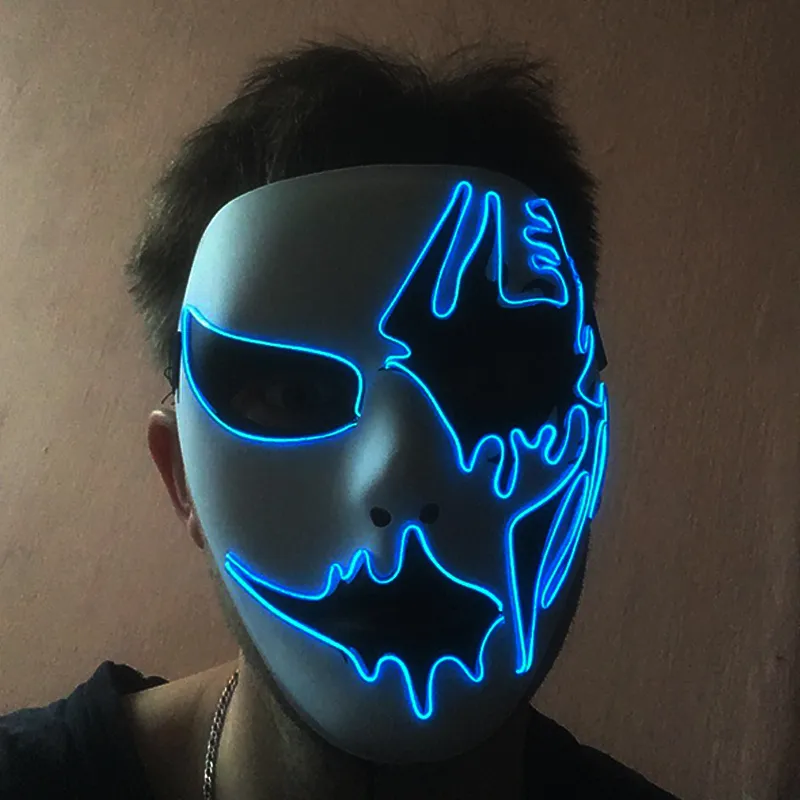 Luminoso LED Maschera Halloween Party Horror Masquerade Maschere EL Neon Maske Glow In The Dark Forniture per feste incandescente