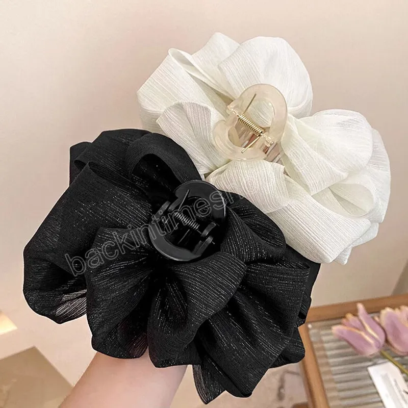 Women Elegant Three Layers Large Chiffon Bow Hair Claw Sweet Hair Decorate Women Hair Clip Fashion Hair Accessories