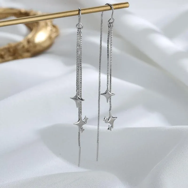 Boucles d'oreilles pendantes Simple étoile longue chaîne pour les femmes brillant géométrique gland Piercing boucle d'oreille bijoux de fête ligne d'oreille