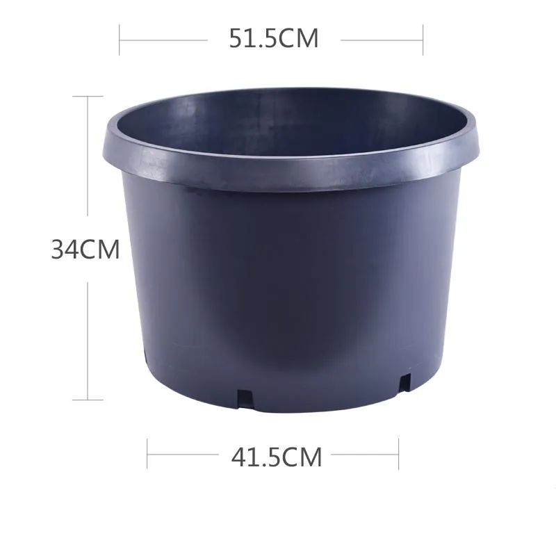 Die Flowerpot Source Factory produziert im Großhandel runde, blasgeformte schwarze Gallonen-TÖPFE für den Außenhandel mit Baumgarten- und Baumschul-Kunststoffblumentöpfen