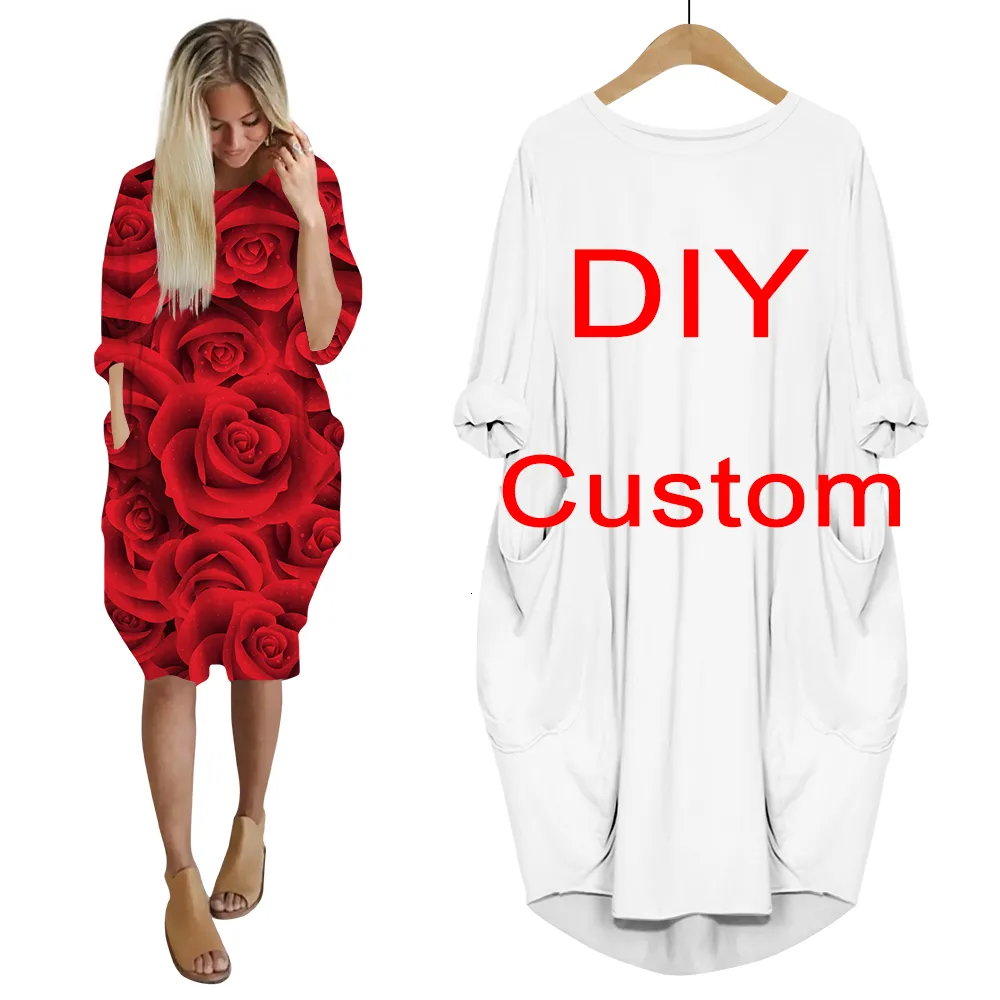 Basic Casual Dresses CLOOCL 3D Print Fashion Funny Rock DIY Custom Design Harajuku Women Anime Gown Girl Clothing Long-sleeve Dress Drop 230720