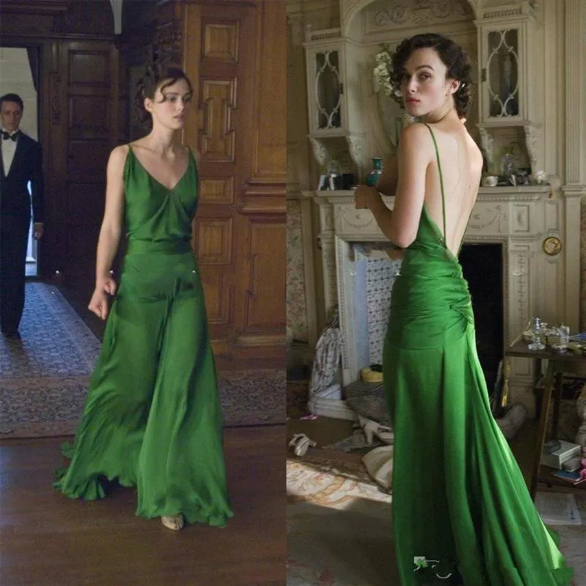 Belles robes de soirée vertes sur Keira Knightley du film Atonement conçu par Jacqueline Durran Long Celebrity 2021 prom dr281t