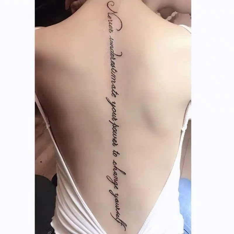 Sexy Alphabet English Long Line Waterproof Fake Tattoo Stickers For Women Back Water Transfer Temporary Tattos Party Decal