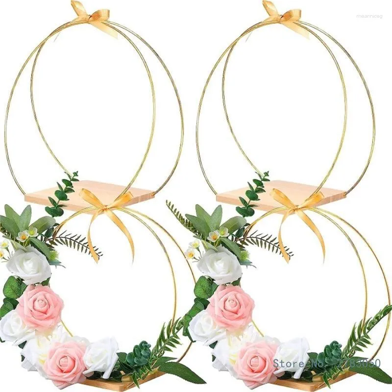 Decorative Flowers Elegant Wood Base Wreath Ring DIY Crafts And Home Decoration Accessory For Wedding Festival Holiday Supplies