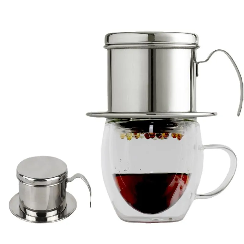 Verktyg Rostfritt stål Kaffe Drip Filter Pot Vieam Drip Coffee Filter Pot Handmiterad Dropp Filter Kaffekanna Dripper Filter Kaffer kopp