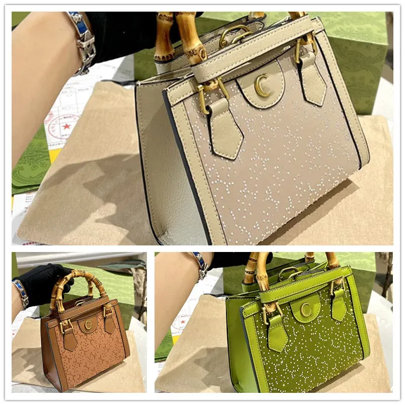 Бамбуковая ручка сумки Diana Shopping Bag Vintage Dembings Designer Bags Women Mini Phouds Suck Fashion Diamond Clutch