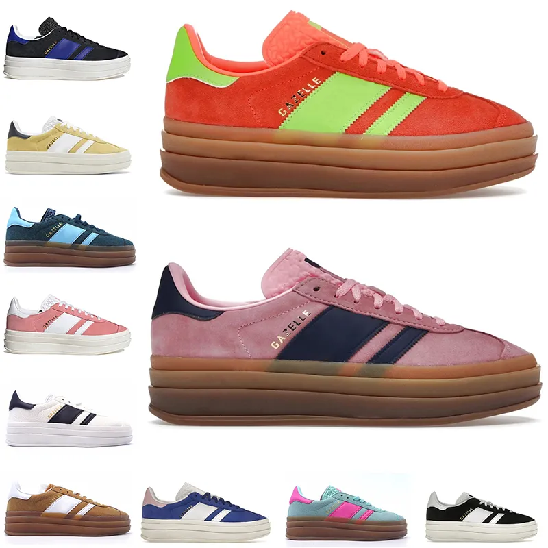 Designer schoenen Platform sneakers Gewaagde gazelle Casual Schoenen Mannen vrouwen Roze Glow Groen Flash Aqua Shadow Rood Chocolade Blauw fluwelen luxe heren sport Trainers