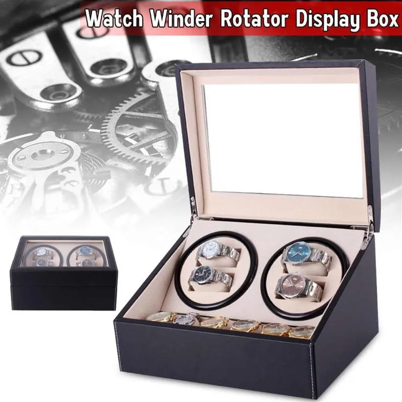 Watch Winder Rotator PU Skórzane miejsce do przechowywania 4 6 Organizator pudełka wyświetlacza 10 gniazd prosta struktura cicha operacja319e