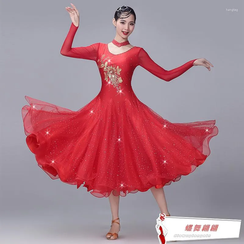 Stage Wear Style Woman Modern Dance Dress Performance National Standard Competition Waltz Costumes WY-07