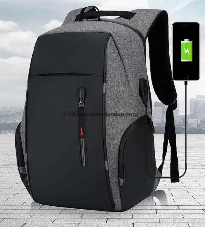 Universal Women Men sac à bandoulière étanche pour ordinateur portable avec port USB Voyage d'affaires en plein air Anti-vol Slim Durable Sac à dos School student Book bags