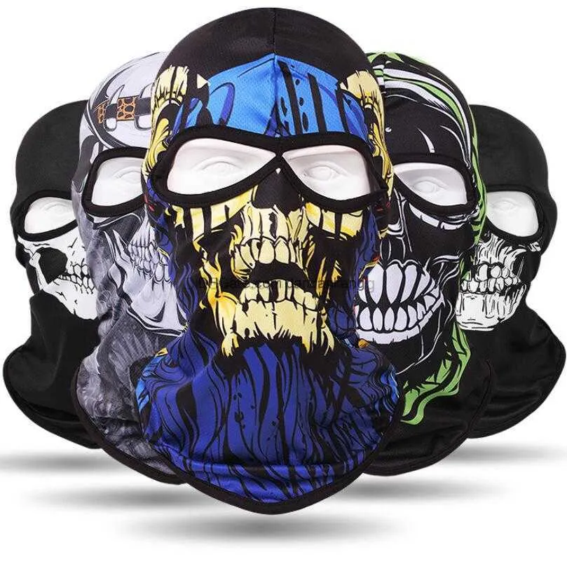 Tête de crâne tactique masques été maille refroidissement séchage rapide absorber la sueur cagoule chapeau respirant vélo moto casque doublure casquette Halloween fête cosplay masque