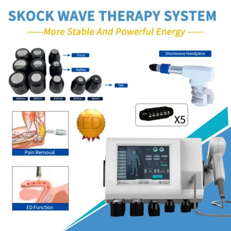 Máquina de adelgazamiento Máquina de terapia de ondas de choque radiales acústicas para el tratamiento de alivio del dolor Terapia de ondas de choque extracorpóreas populares Alivio del dolor