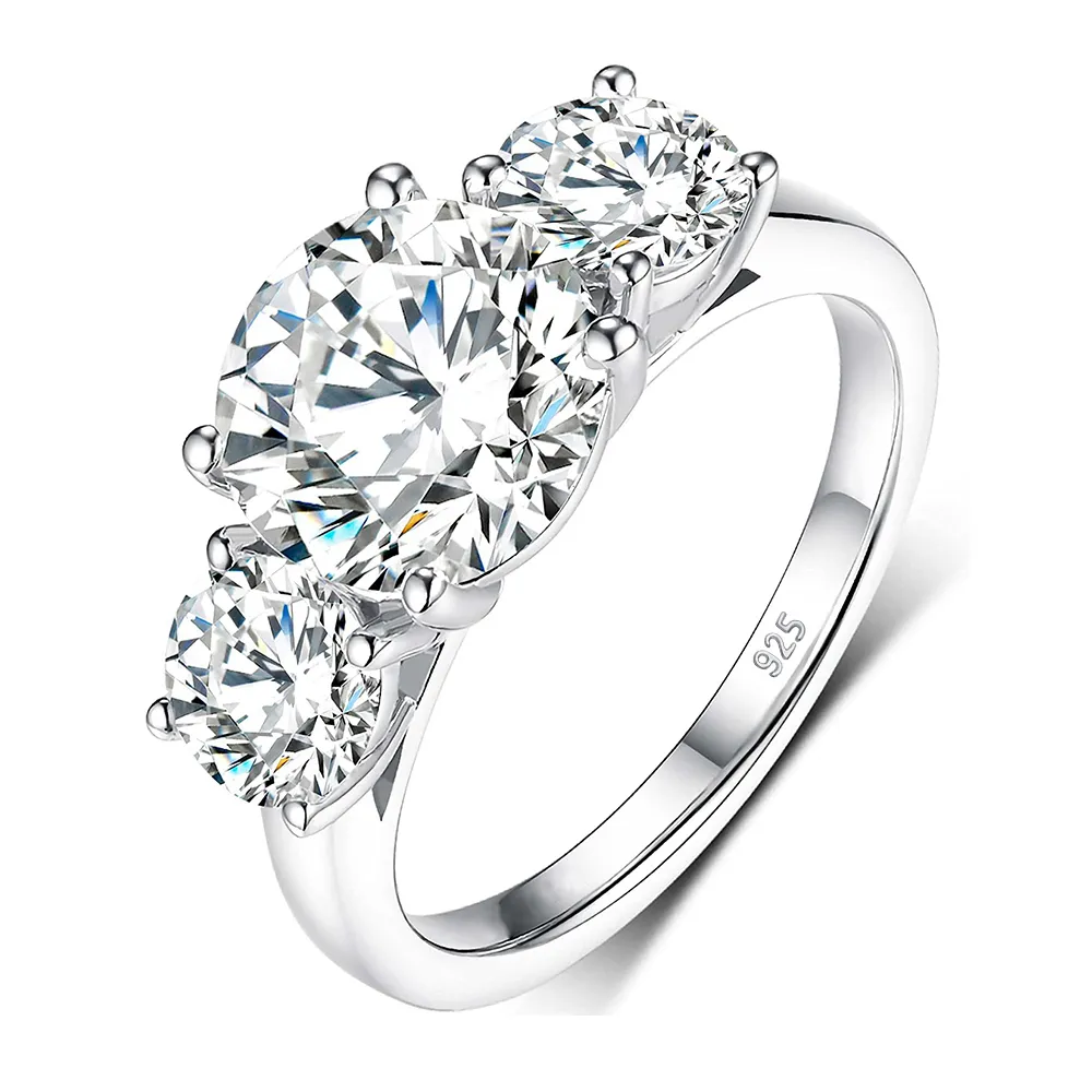 Véritable 18k 14k 10k bagues en or pour les femmes 2ct D VVS1 rond Moissanite diamant argent fiançailles bijoux de mariage avec certificat